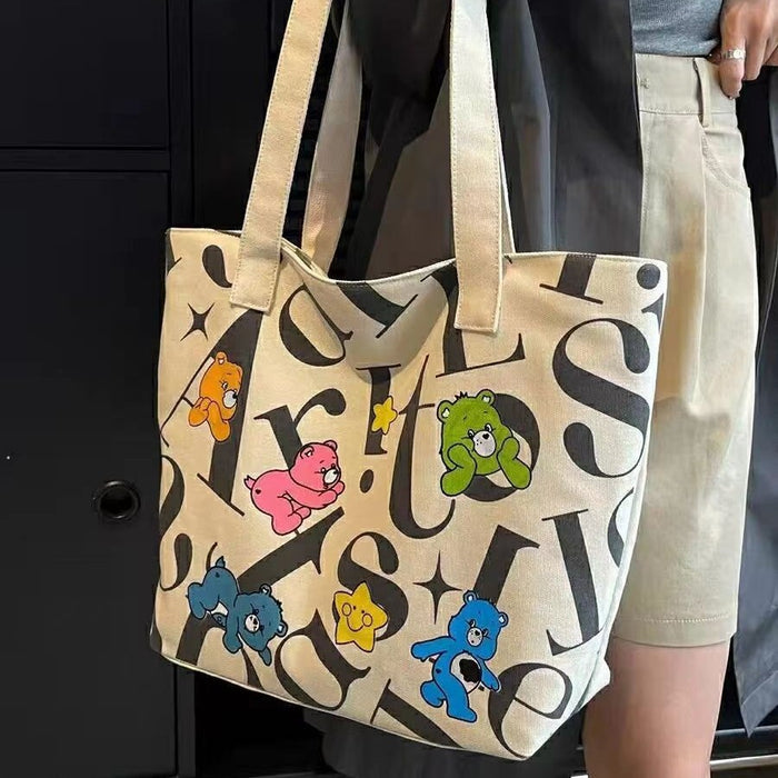 Wholesale Canvas bag, large capacity tote, new commuting bag, versatile, printed, casual, hand-held, single shoulder shopping bag