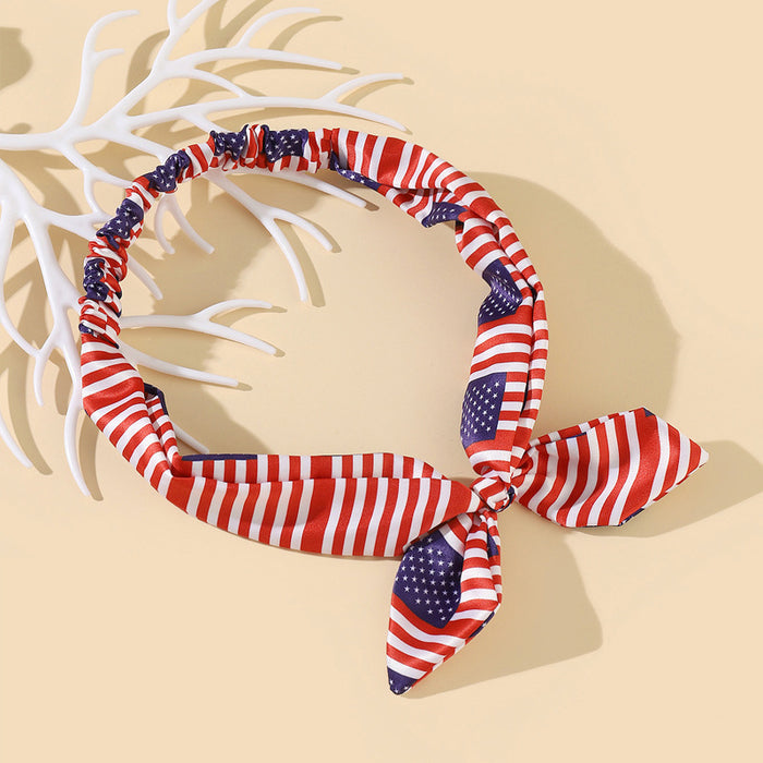 Wholesale 3PCS American Flag Independence Day Rabbit Ears Elastic Headband Bow Fabric Headband JDC-HD-JinZ001