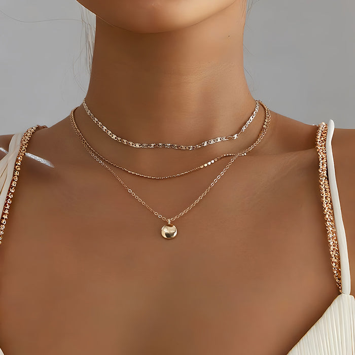 Wholesale Light luxury, simple circular cross necklace, niche, versatile, layered, high-end, collarbone chain accessory