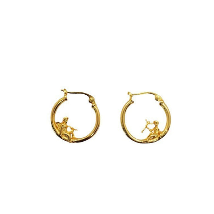 Wholesale  Copper Plated Gold Devil and Angel Earrings  Ear Buckle Jewelry