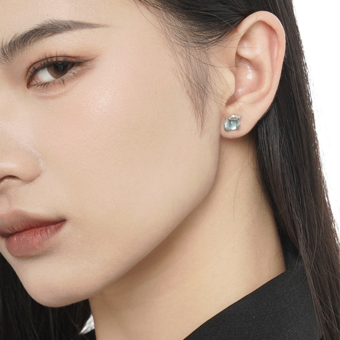 Wholesale Ice Blue Glue Drops Exotic Snake Earrings Elegant Sterling Silver Jewelry