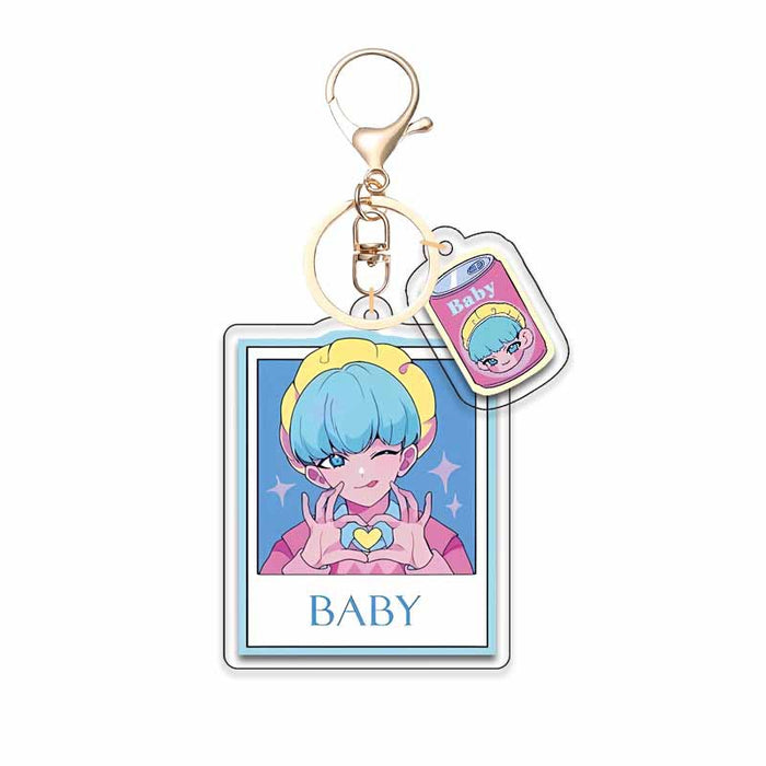 Wholesale Acrylic double-sided keychain anime surrounding character backpack pendant gold button