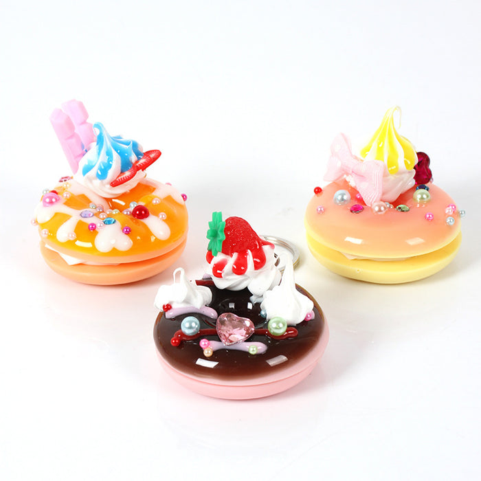Wholesale PVC Donut Keychain Simulated Dessert Pendant Chic Bag Charm And Car Key Accessory MOQ≥5