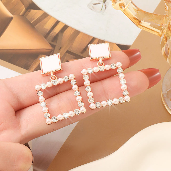 Wholesale Square Diamond White stud earrings