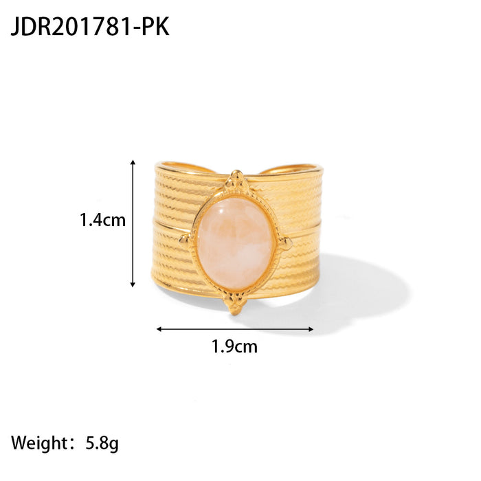 Wholesale Natural stone ring, versatile gemstone bracelet, titanium steel open ring
