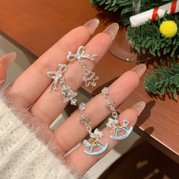 Wholesale Christmas Bell Bow Elegant Earrings