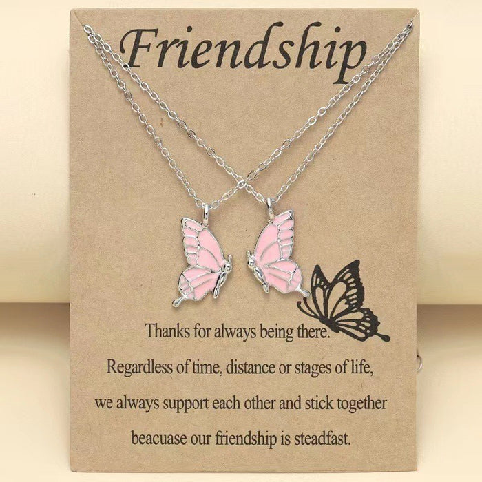 Wholesale Colorful Butterfly Friendship Pendant Necklace Set - Fashion Alloy Jewelry Accessory MOQ≥2