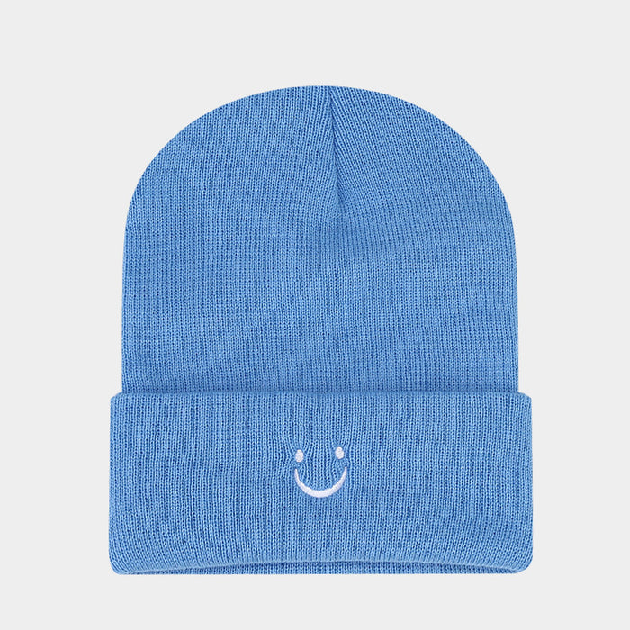 Wholesale Small Smiley Simple Embroidery Acrylic Warm Knitted Hat JDC-FH-LvYi054