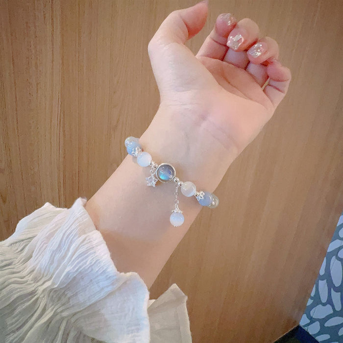Wholesale Cat's Eye Stone Bracelet, niche design, crystal pentagram gray moonlight bracelet