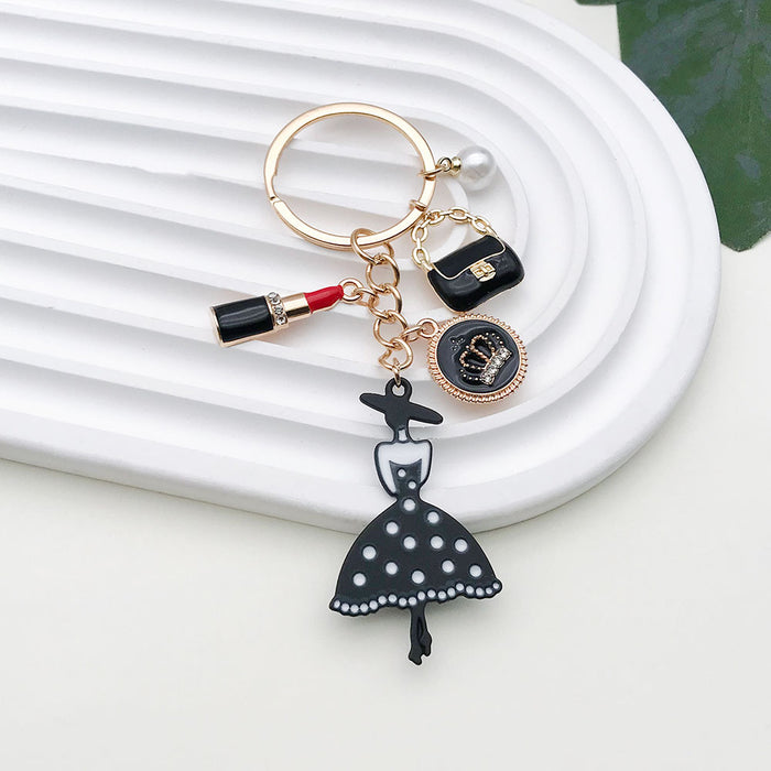 Wholesale Black Dress Pearl Alloy Keychain JDC-KC-LuNeng007