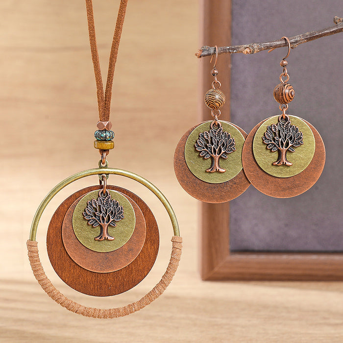 Wholesale Vintage Tree of Life Earring and Necklace Set Bohemian Style MOQ≥2
