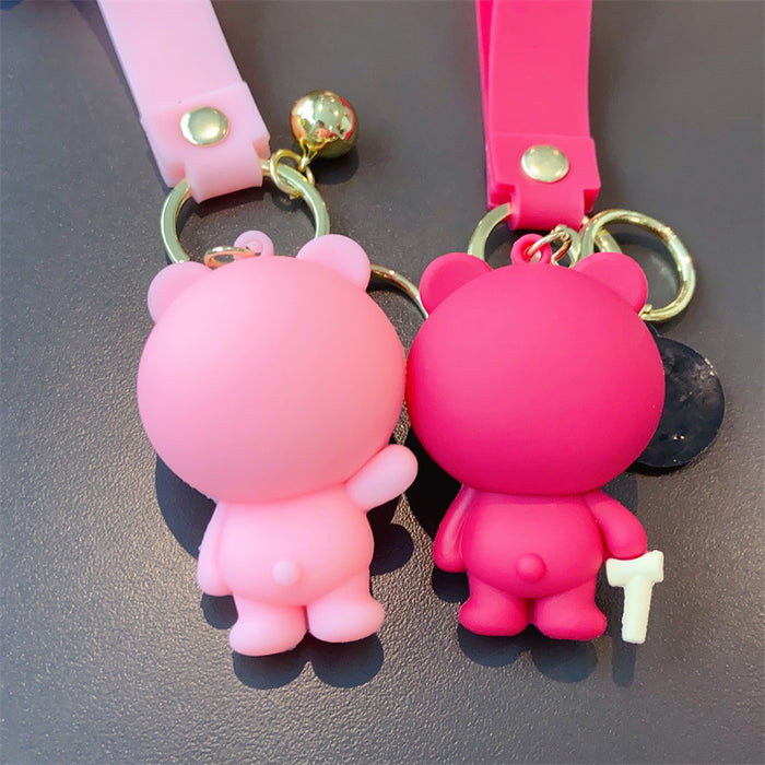 Wholesale  Bear Cartoon Key Chain Doll  Jewelry  Key Pendant Car Bag Pendant Silicone Keychain