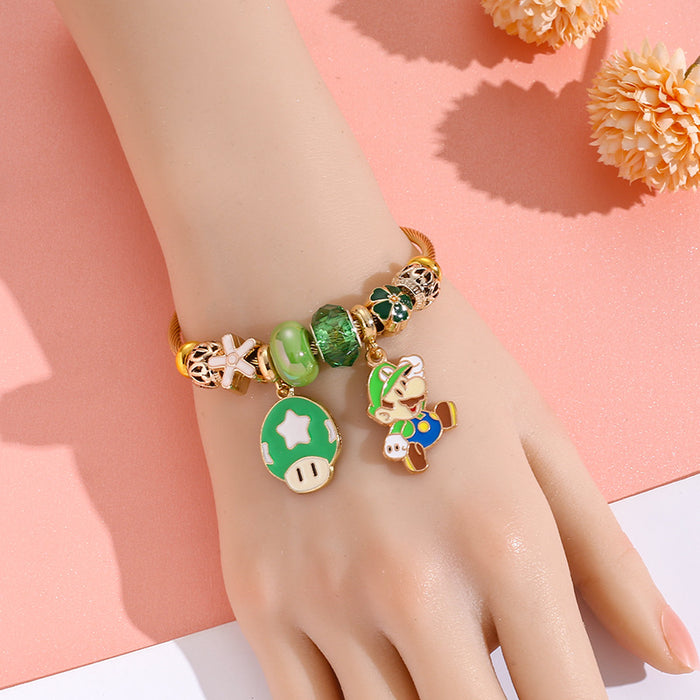 Wholesale Stainless steel bead bracelet cartoon cute alloy pendant bracelet