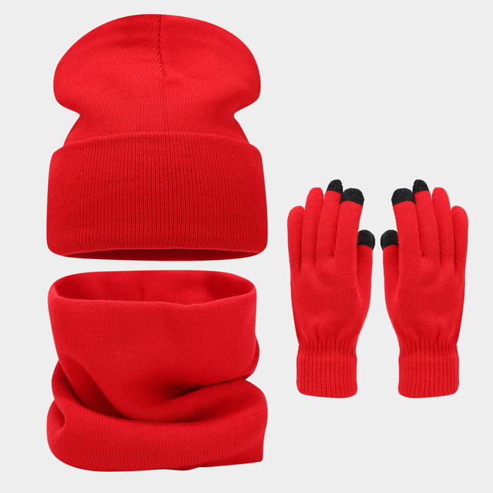 Wholesale circumference solid color hat f gloves three-piece set