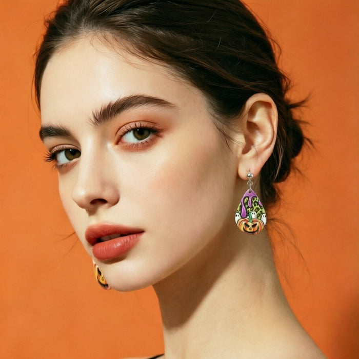 Wholesale Halloween Ghost Pumpkin Acrylic Earrings Fashion Accessory Gift for Resale MOQ≥2