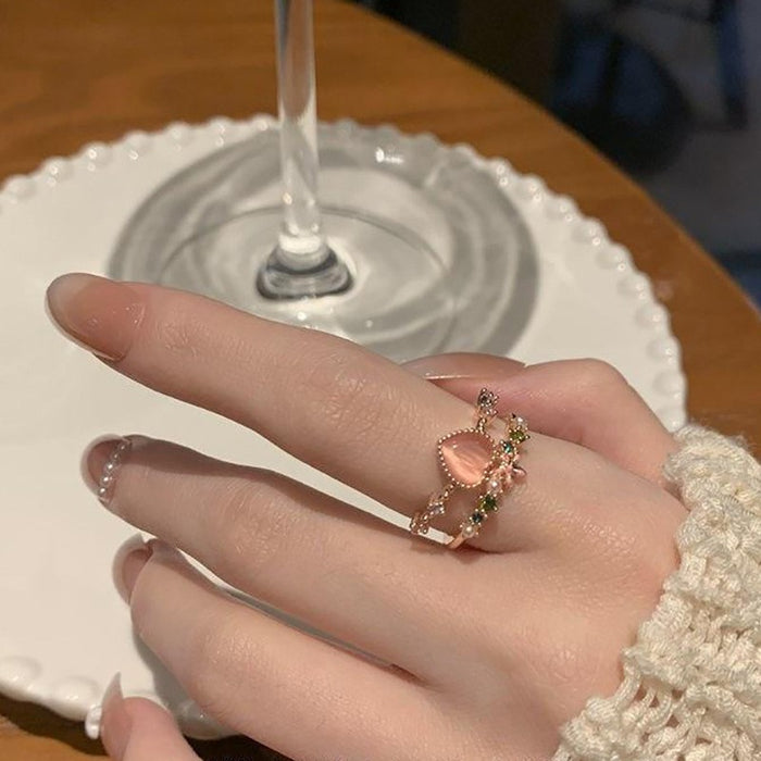 Wholesale Moonstone Heart Adjustable Ring for Women