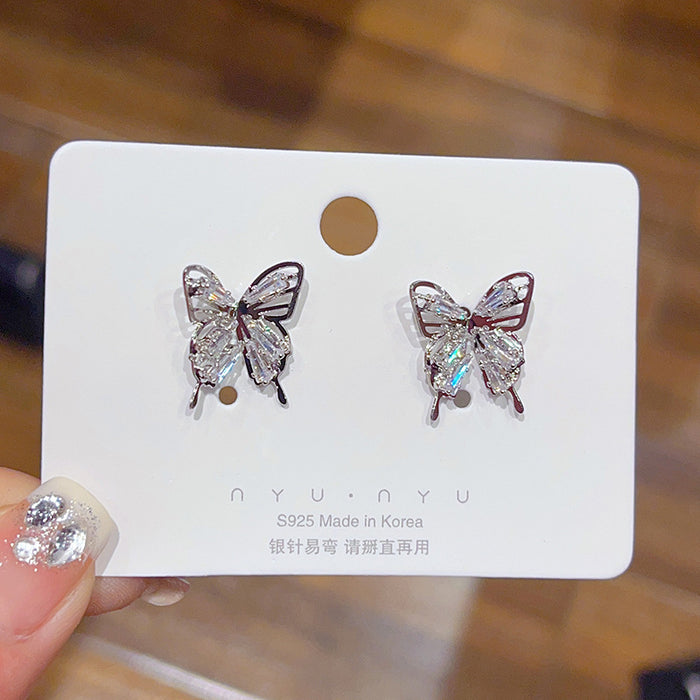 Wholesale Hollow Crystal Butterfly Stud Earrings JDC-ES-JiaoB004