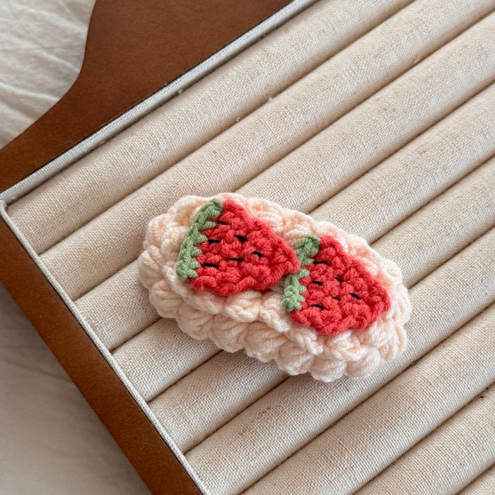 Wholesale Handmade Crochet Yarn Hair Clips Cartoon Fruit