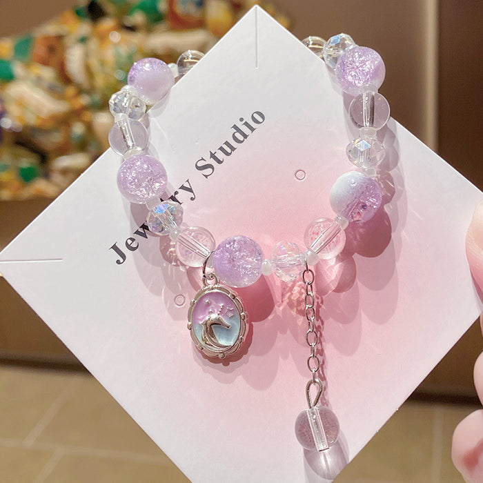 Wholesale Glass Bracelet Unicorn Milk Cap Floral Design for Children Jewelry Gift MOQ≥3