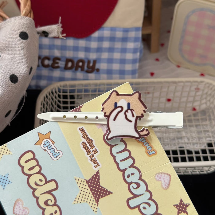 Wholesale Cute Cat Cartoon Long Duckbill Hair Clip Acrylic Sweet Girl Hair Accessory Everyday Styling Boutique Resale