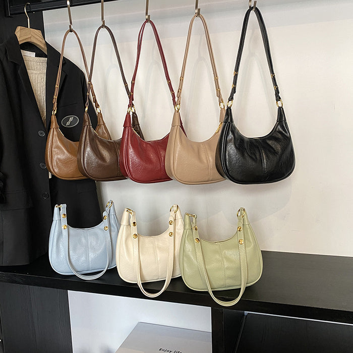 Wholesale Stylish Oil Wax Leather PU Crossbody Bag Urban Simplicity Dumpling Shape Gift