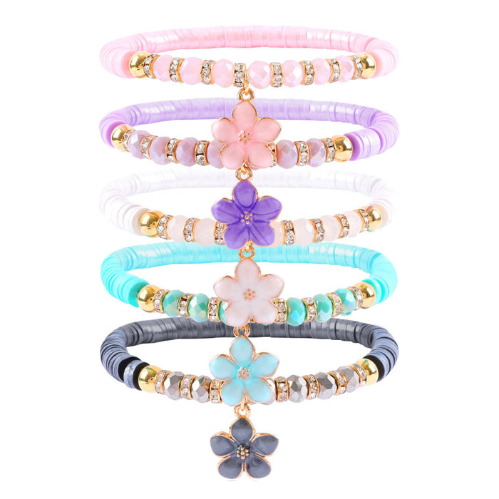 Wholesale Butterfly Pendant Soft y Bracelet suit Women Bohemian Partition Flower Macaron Colorful Soft y Bracelet
