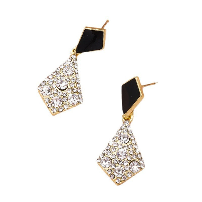 Wholesale Silver needle geometric diamond inlaid with diamonds, fashionable and simple temperament, versatile retro earring design