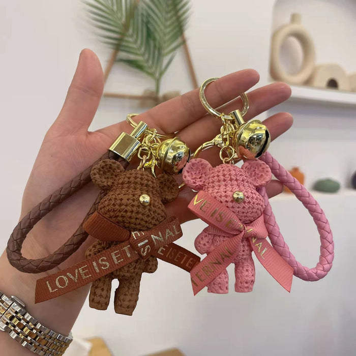 Wholesale resin wool bear doll keychain pendant female cute couple bag ornaments car keychain