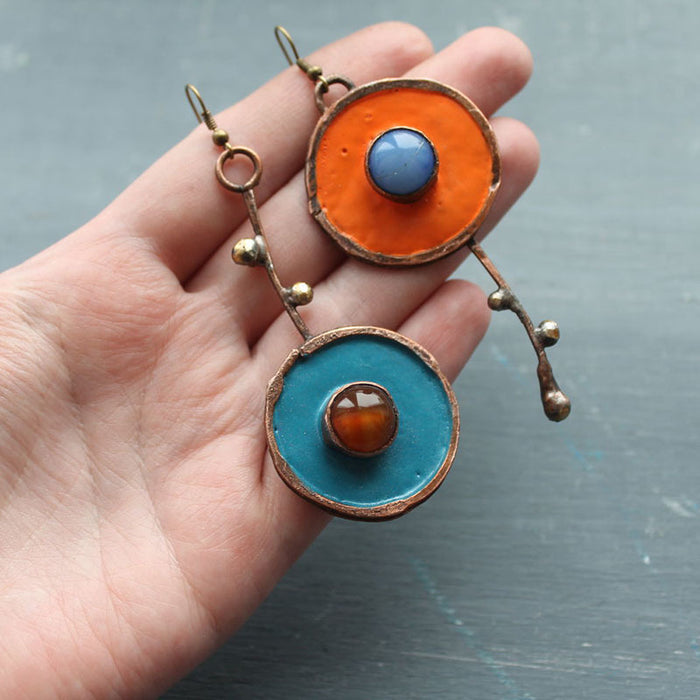 Wholesale Asymmetrical Graffiti-Style Antique Copper Earrings