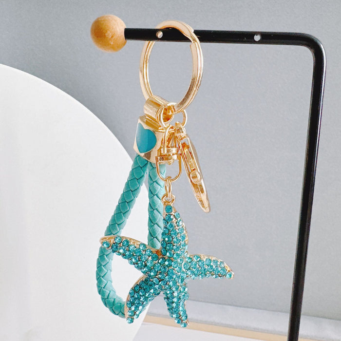 Wholesale Rhinestone Starfish Zinc Alloy Keychain JDC-KC-ZhanLun020