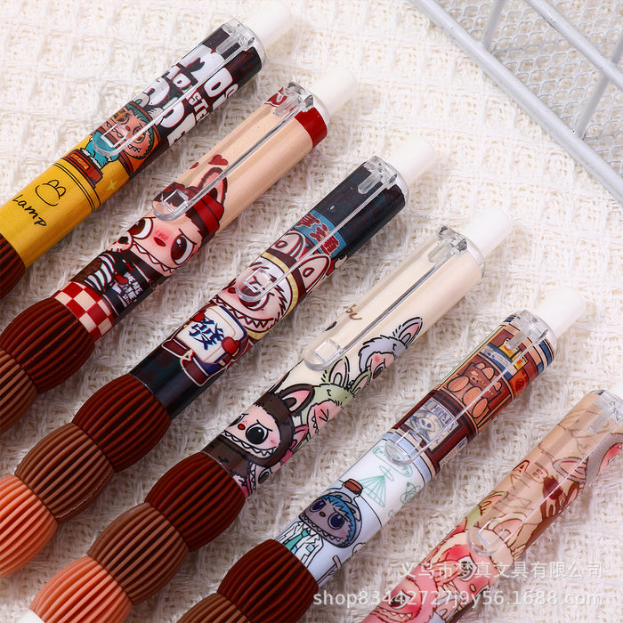 Wholesale 6pcs/ box Quick-drying Gel Pen Pressing Reducing Burden Pen Carbon Black Pen Cartoon
