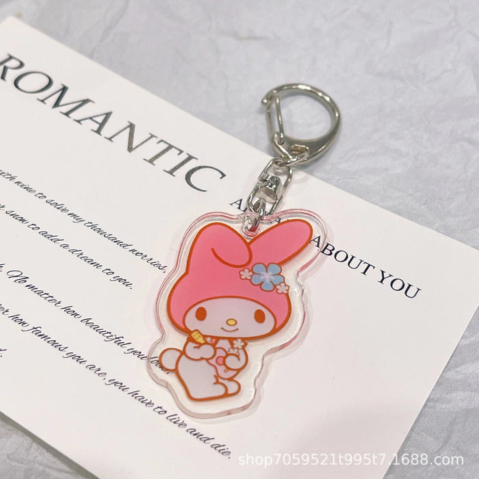 Wholesale Double-sided Keychain Cute Cartoon Book Bag Pendant Transparent Pendant Acrylic Key Ring for Men and Women