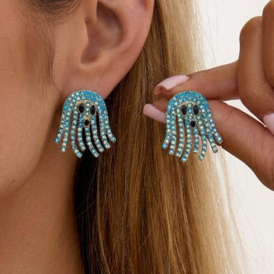 Wholesale Trendy Ghost Tassel Earrings Colorful Diamond  Party Jewelry Accessory