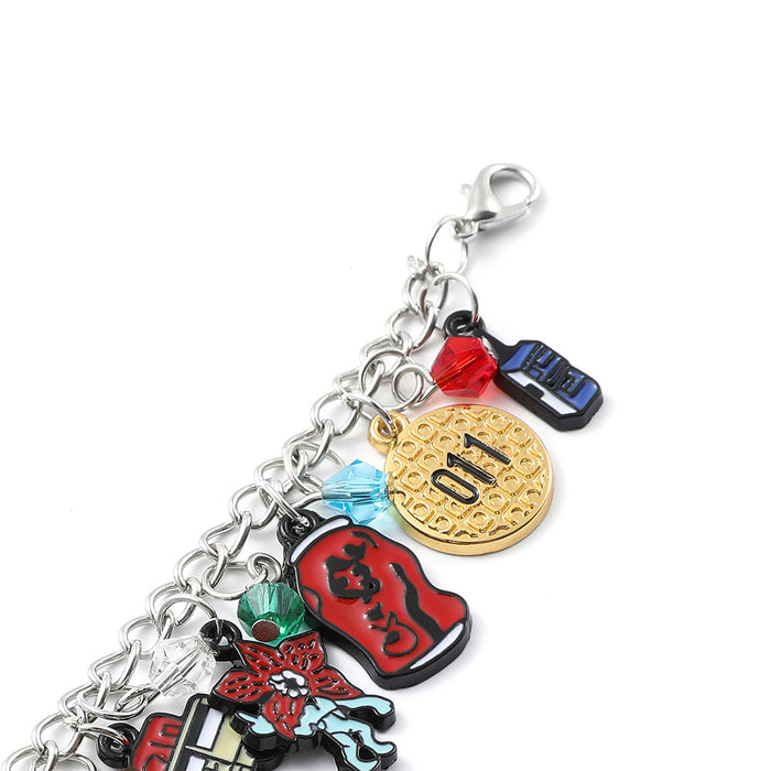 Wholesale cartoon cute strange story bracelet zinc alloy drop oil pendant jewelry