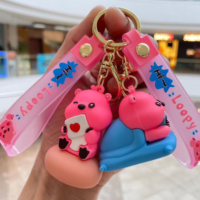 Wholesale Leisure Little Beaver Keychain Cartoon Doll Cute Backpack Pendant Car Keychain Pendant Small Gift