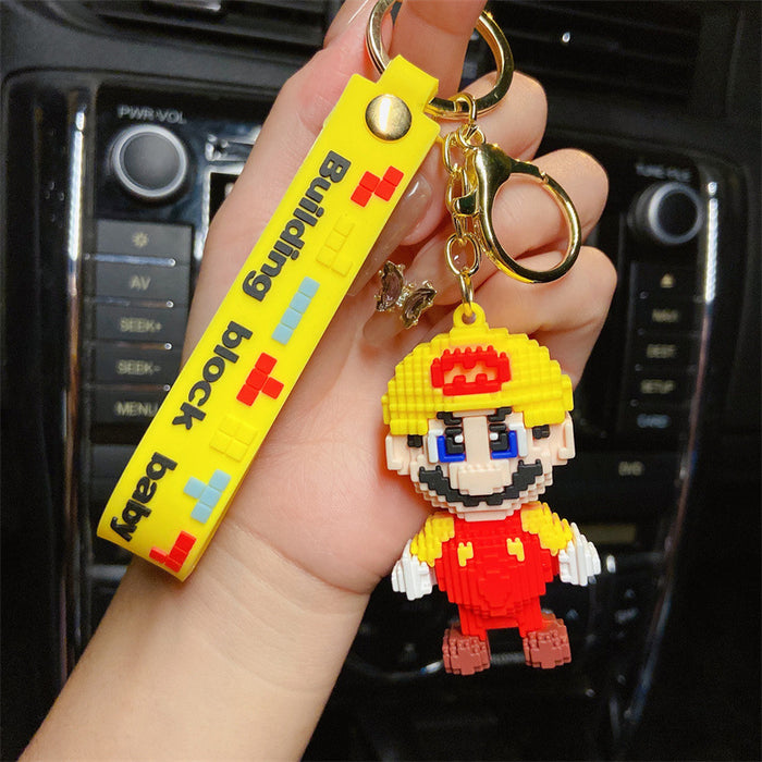 Wholesale Building Blocks Silicone Cartoon Creative Cute Keychain JDC-KC-YueW005