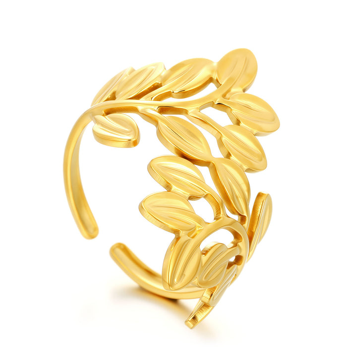 Wholesale stainless steel gold-colored turquoise adjustable ring
