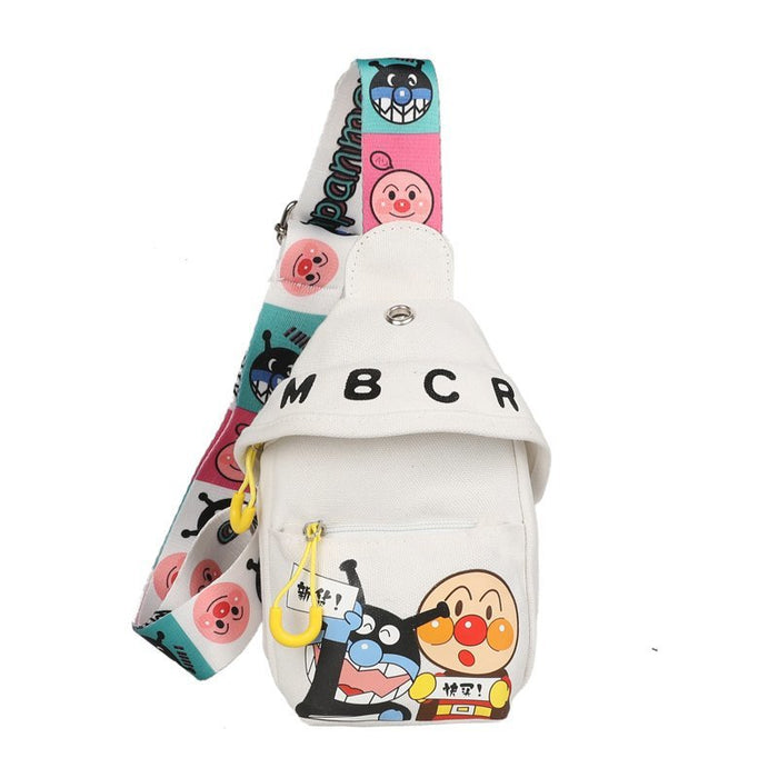 Wholesale Cartoon chest bag with printed texture canvas bag, single shoulder crossbody small bag