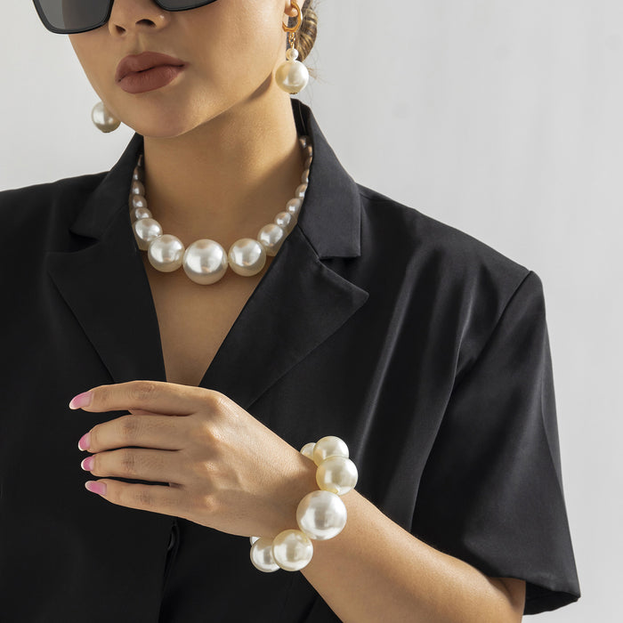 Wholesale Vintage bead chain necklace with imitation pearl and niche design