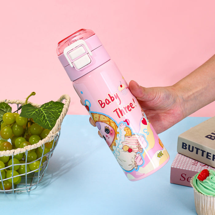 Wholesale Cartoon Double Drinking Cup Stainless Steel Thermos Cup Children' s Water Cup Bounce Lid Straw Cup