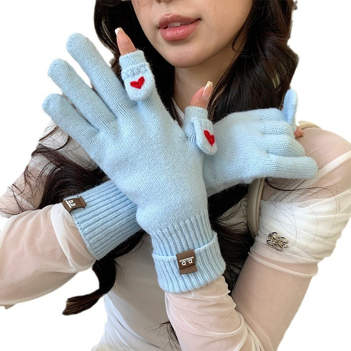 Wholesale Cute Knitted Open Finger Flip Cover Gloves
