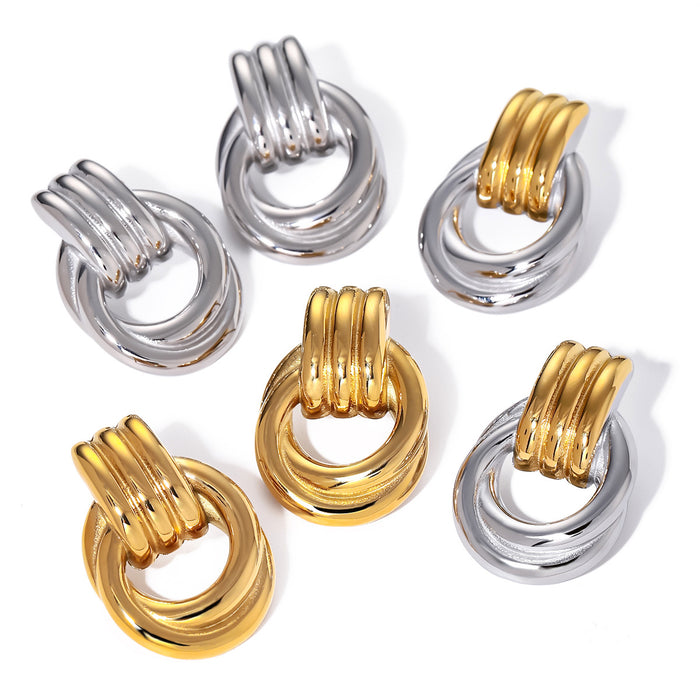 Wholesale Gold and Silver Color Matching Stainless Steel Thread Winding Earrings JDC-ES-JD354