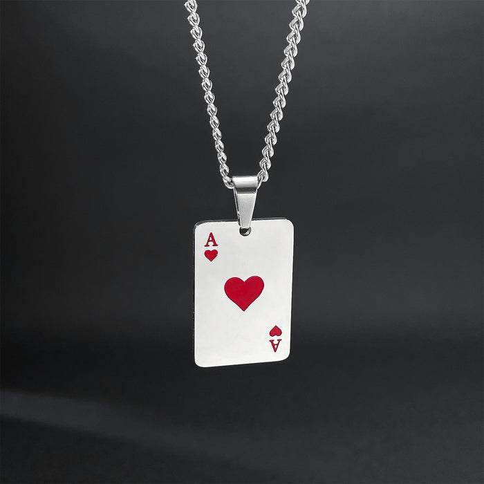Wholesale Stainless steel necklace personalized poker pendant