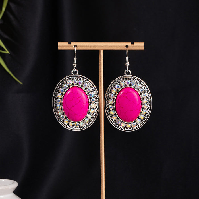 Wholesale Turquoise Flower Pendant Bohemian Ethnic Style Earrings