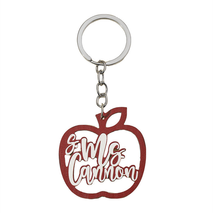 Wholesale Graduation Season Apple English Letters Wooden Keychain JDC-KC-RongR008