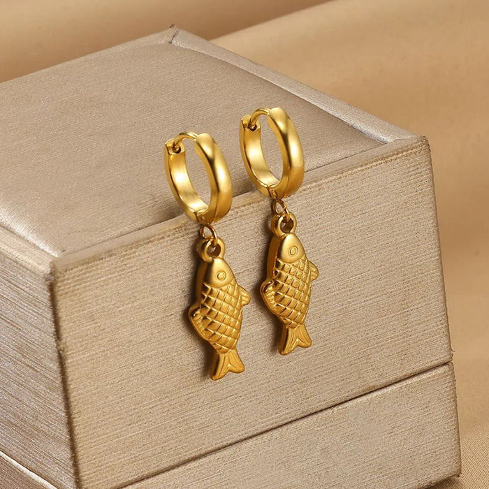 Wholesale Stainless steel  goldfish pendant earrings,  elegant and simple jewelry