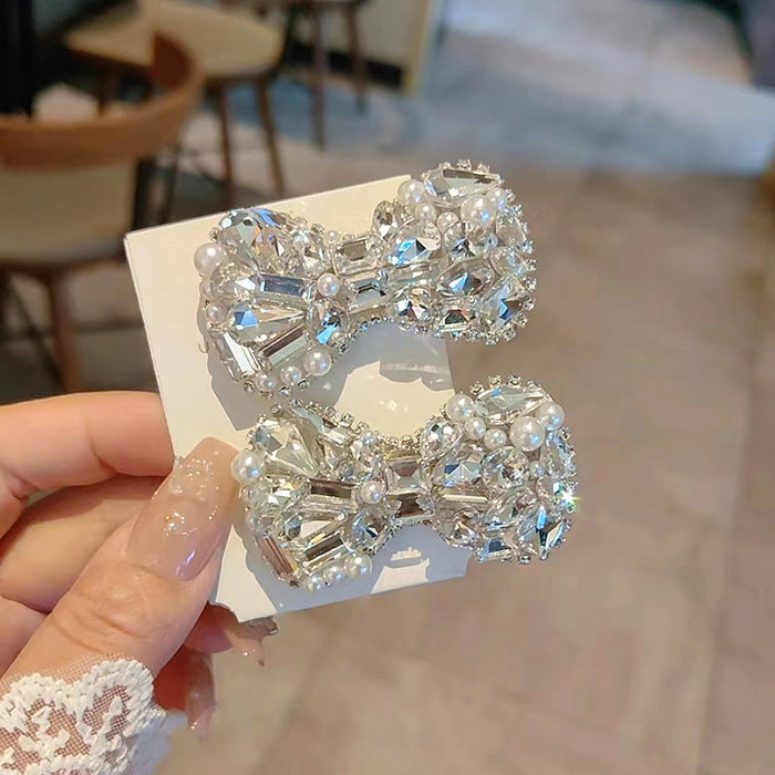 Wholesale Full diamond Bow Side Hair Clips for women