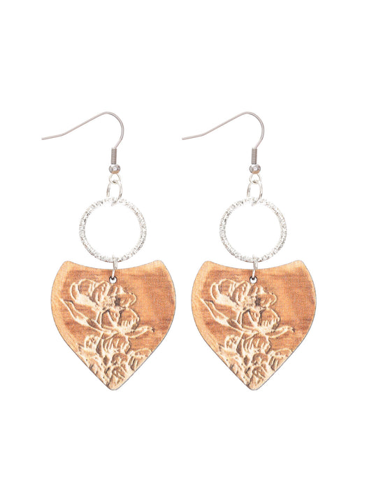 Wholesale Leaves Wooden Earrings Ring Earrings