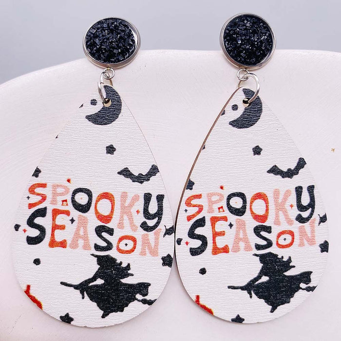Wholesale  Wooden Earrings Pumpkin Forest Skull  Web Earrings