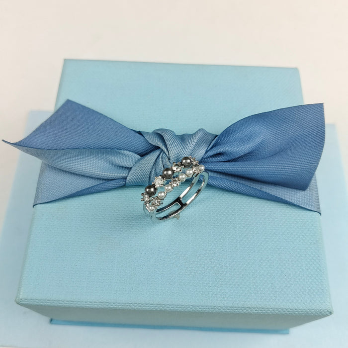 Wholesale Jewelry double layer ring light luxury elegant high-end temperament pearl ring for women